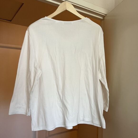 drapers and damons Women’s Top XL Embroidered Floral Neckline Purple Green - Picture 6 of 10